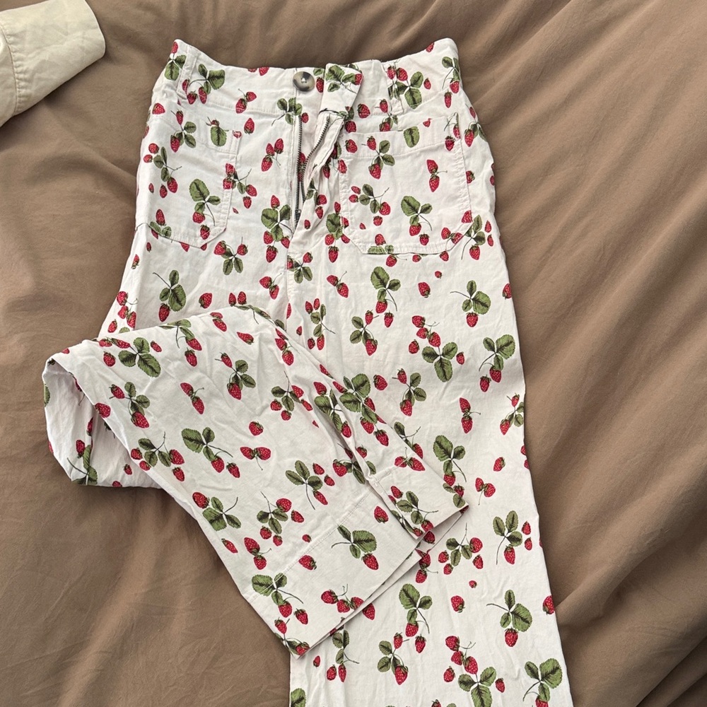Anthropologie Maeve Strawberry Print Pants